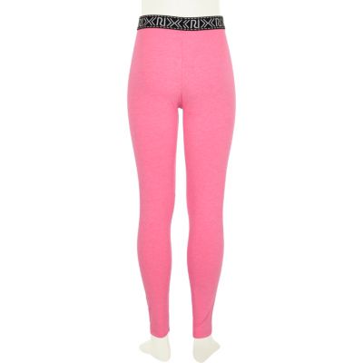 Girls neon pink RI branded leggings